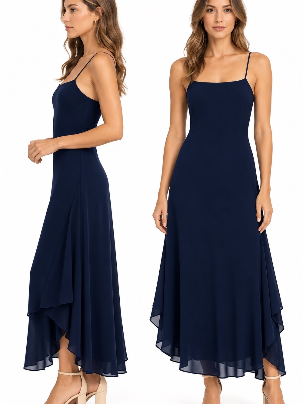 29. Jewel Badgley Mischka • NWT $268 USD Navy High-Low Dress PTP 17”